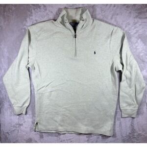 Polo Ralph Lauren Sweater Mens XLT Tall Green Cotton Quarter Zip Pullover